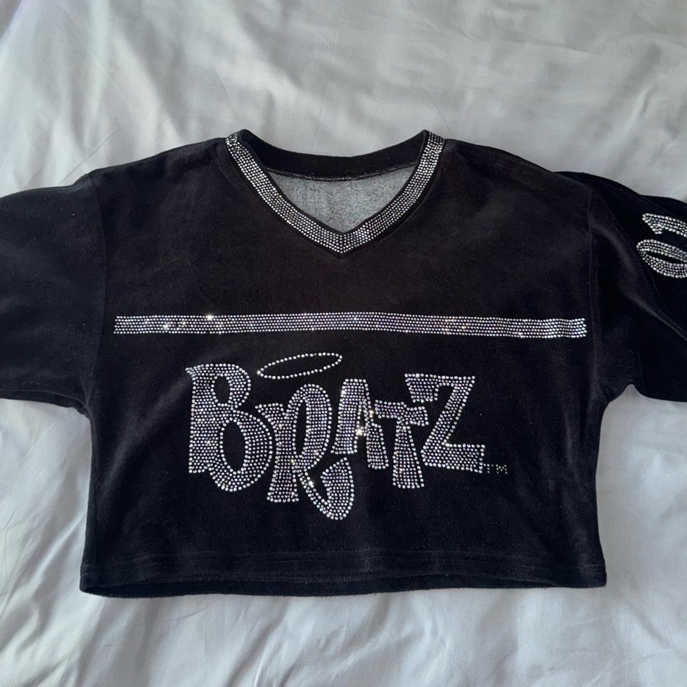 Dolls Kill x Bratz Sporty Velour Rhinestone Crop Top